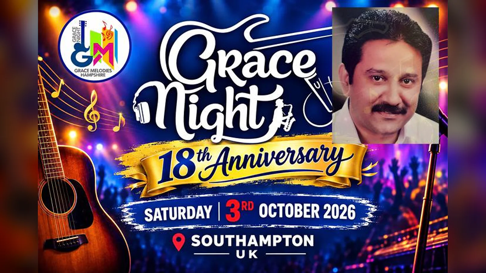 ഗായകനും യുകെ മലയാളിയുമായ ബൈജു ചാക്കോച്ചന് ആദരമൊരുക്കും; ഹാസ്യ കലാകാരന്മാരായ തങ്കച്ചന് വിതുരയും, പോള്സണ് അങ്കമാലിയും, അറാഫത്ത് കടവിലും വേദിയിലെത്തും; ഗ്രേസ് നൈറ്റ് പതിനെട്ടാം പതിപ്പ് സൗത്താംപ്ടണില് ഒക്ടോബര് 3-ന്